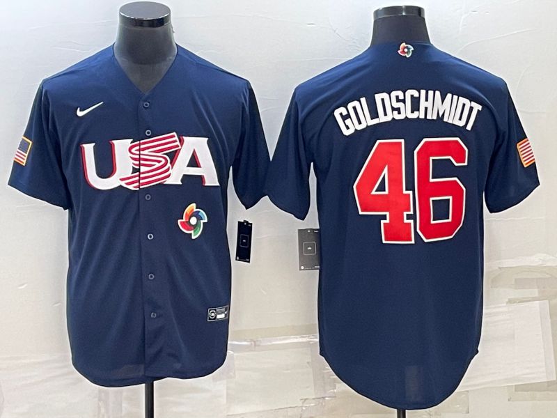 Men 2023 World Cub USA #46 Goldschmidt Blue Nike MLB Jersey8->more jerseys->MLB Jersey